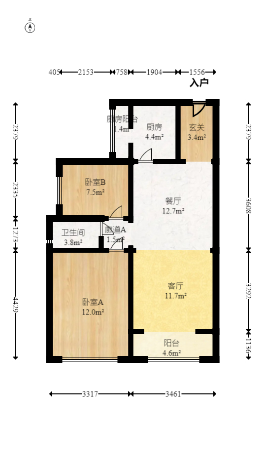 江山帝景哈佛  2室2厅1卫   75.00万室内图1