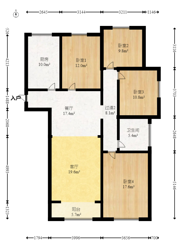 龙湖湘风原著（龙湖湘风星城）  4室2厅2卫    102.8万室内图1