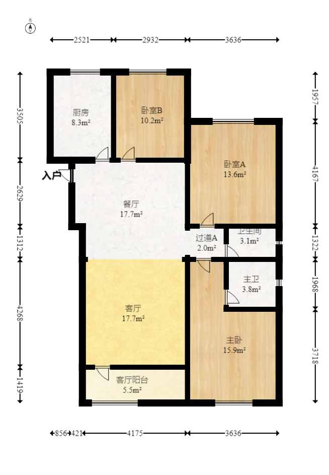 当代滨江MOMA  3室2厅1卫    158.0万室内图1