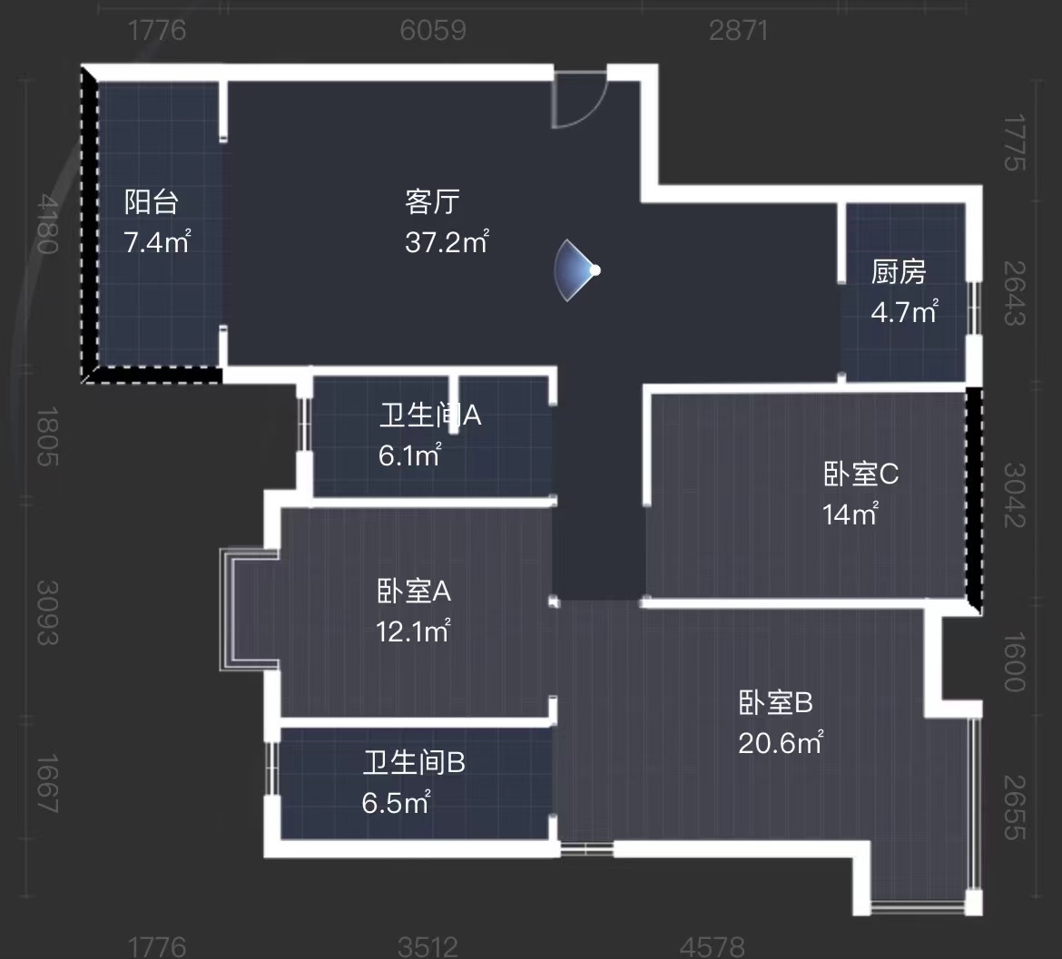 湖景名城  3室2厅2卫    60.0万
