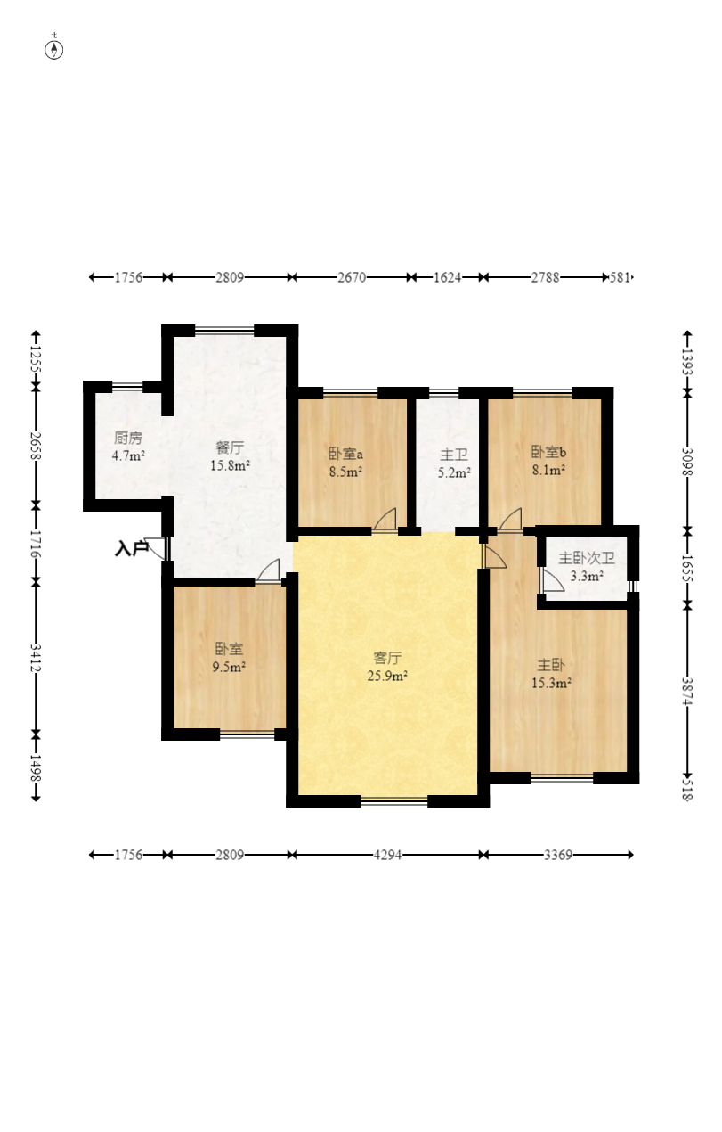 榮盛花語城  4室2廳1衛(wèi)    89.0萬室內(nèi)圖1