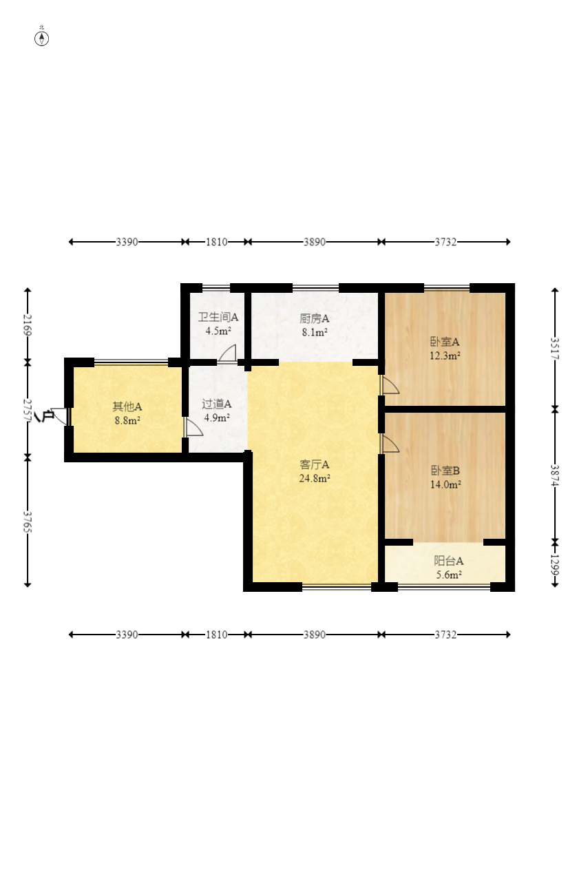 华银天际  2室2厅1卫    82.0万 华银天际  2室2厅1卫    82.0万户型图