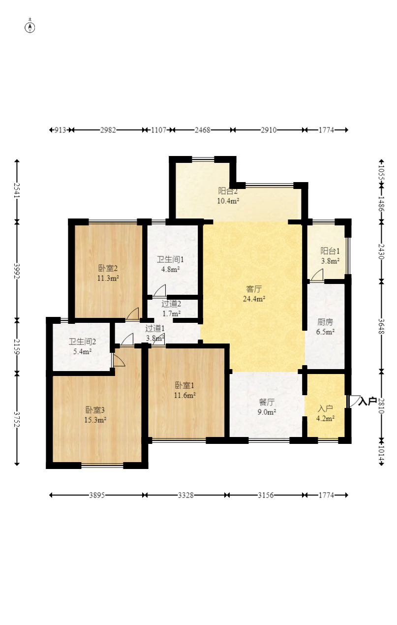 时代倾城一期  3室2厅1卫    105.0万室内图1