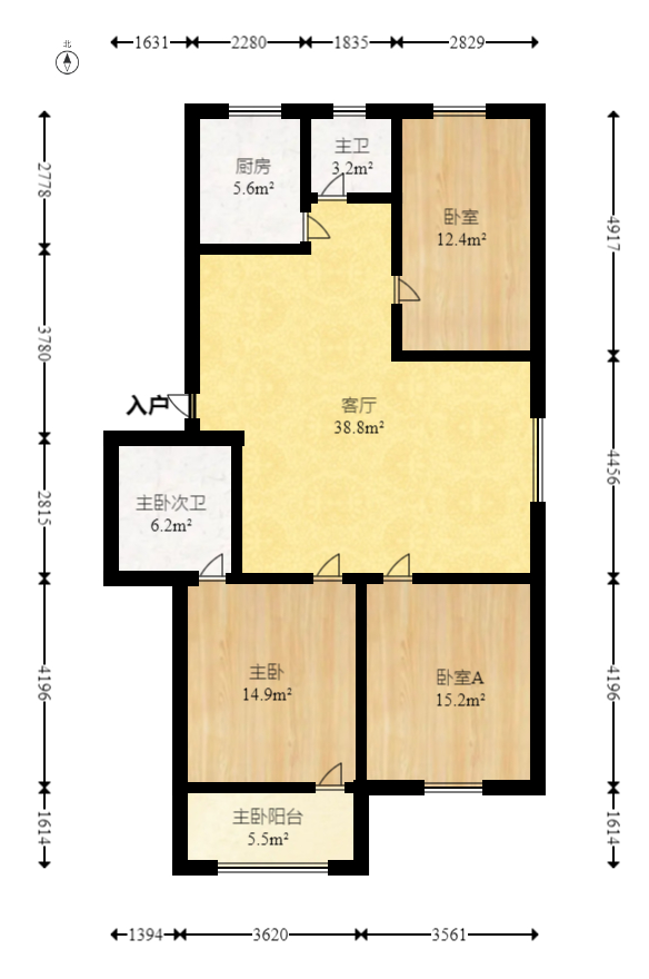 中南汽车世界 3室2厅2卫 47.3万 中南汽车世界 3室2厅2卫 47.3万户型图