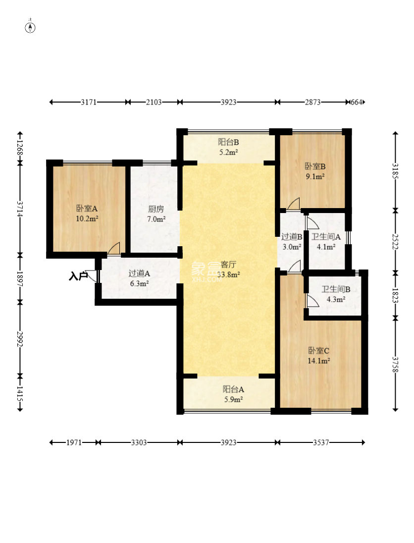 保利閬峰云墅  3室2廳2衛(wèi)   66.00萬