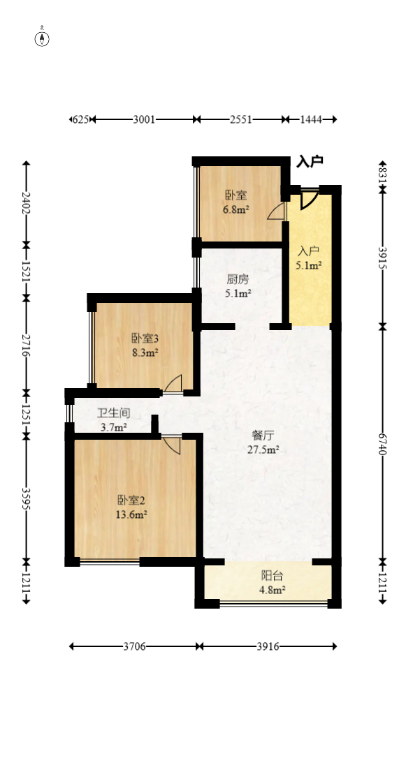 光明城市（星辰青年城）  3室2厅1卫   49.80万室内图1