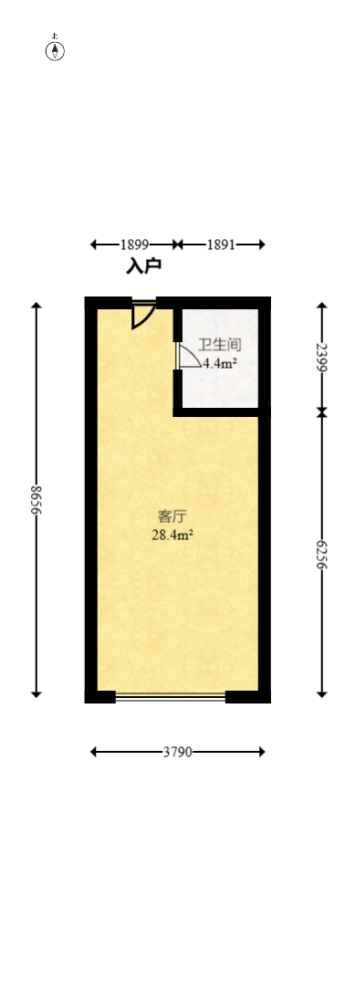 金科天悦（金科美邻汇）  1室0厅1卫   17.90万室内图1