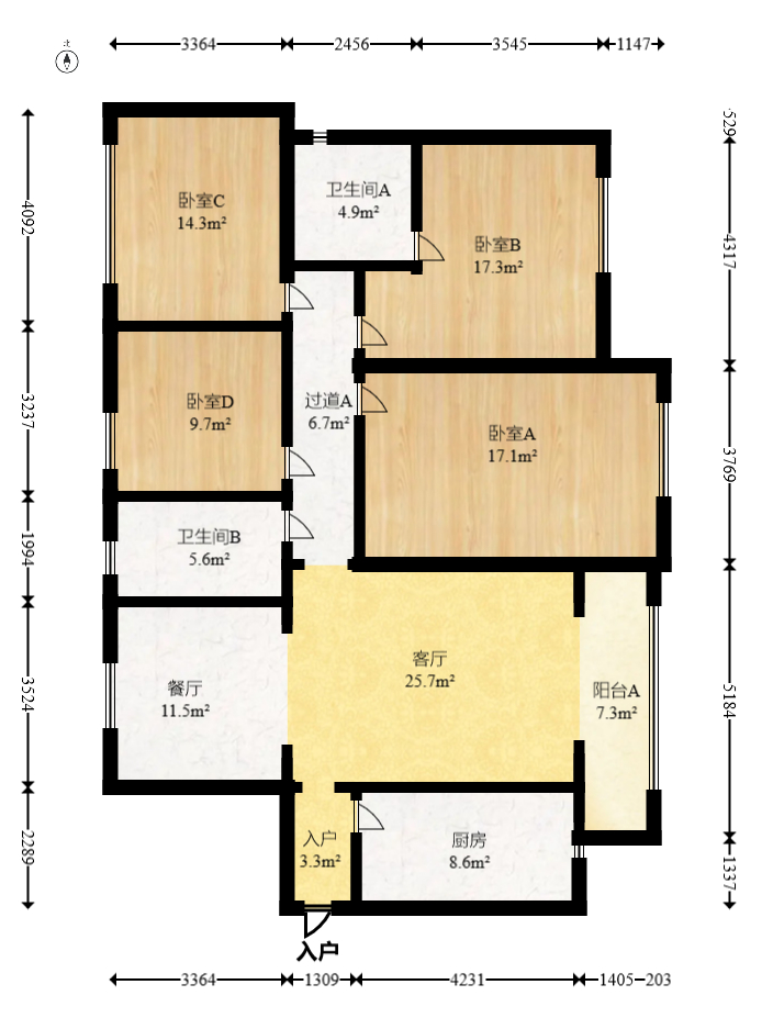 中建嘉和城  4室2厅2卫   139.50万室内图1