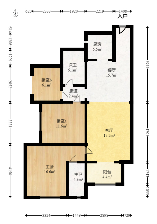 万科金色梦想C区  3室2厅2卫   145.00万室内图1