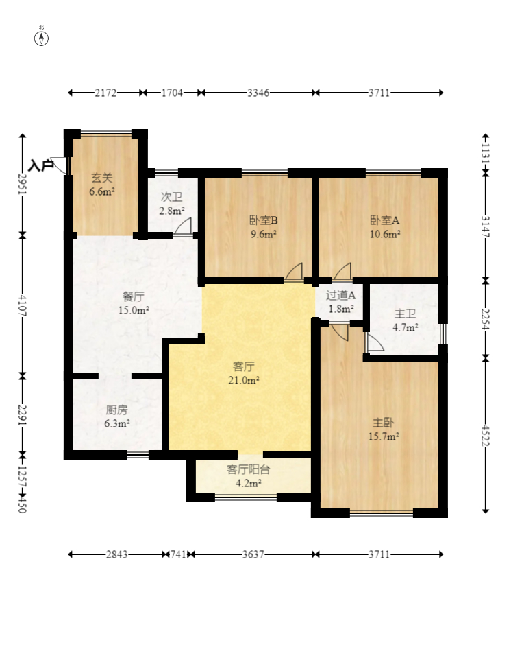 钰龙天下一期 3室2厅2卫 265.0万 钰龙天下一期 3室2厅2卫 265.0万户型图