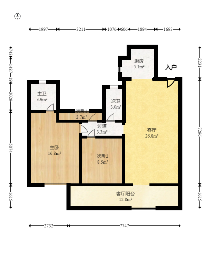 帝辰金缇水郡 3室2厅2卫 67.8万 帝辰金缇水郡 3室2厅2卫 67.8万户型图