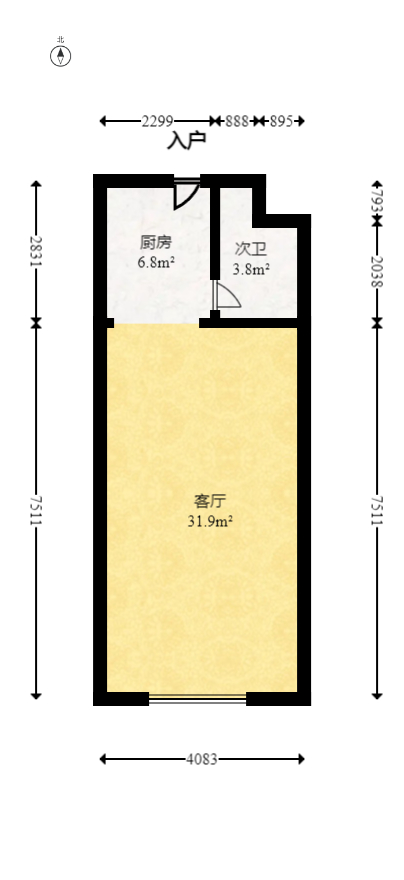 华侨假日中心（晟华苑）  1室1厅1卫   46.00万室内图1