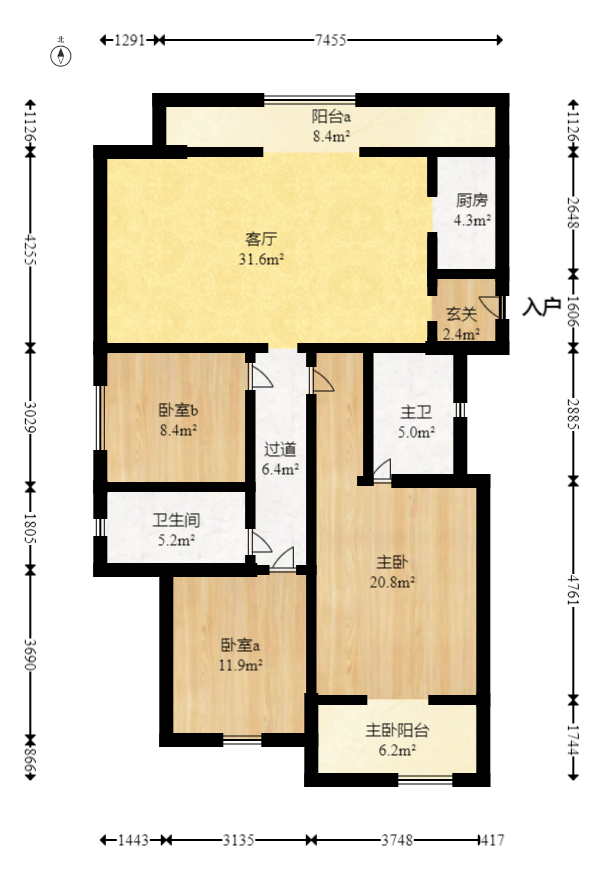 绿城高尔夫小镇  3室2厅2卫    119.0万室内图1