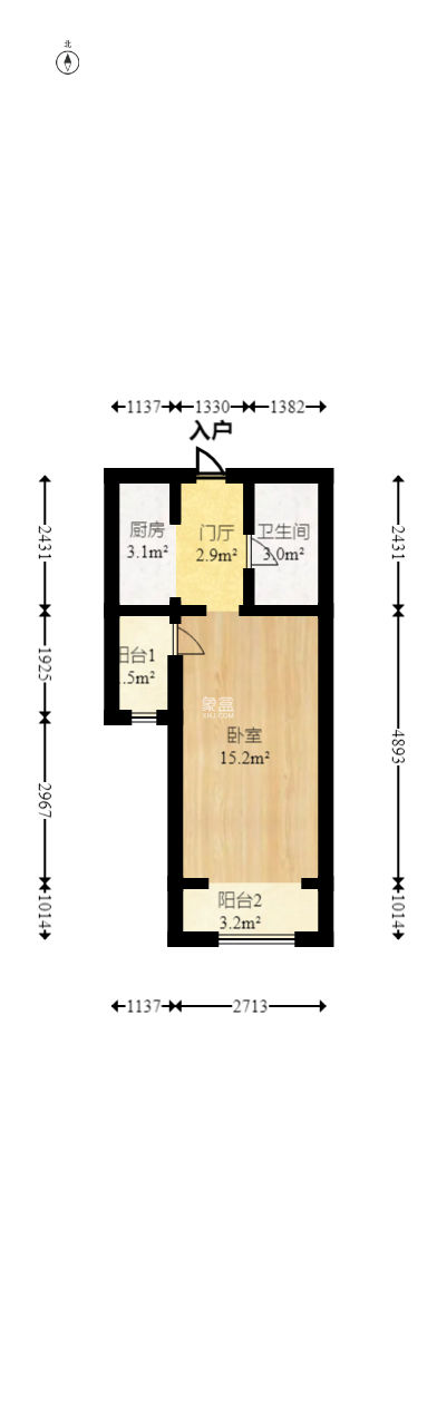 中建信和城  1室1厅1卫   52.00万