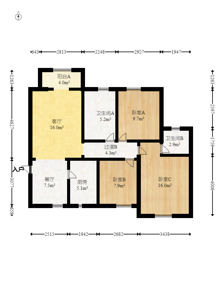 盛腾学林西岸  23室2厅2卫    76.5万 盛腾学林西岸  23室2厅2卫    76.5万户型图