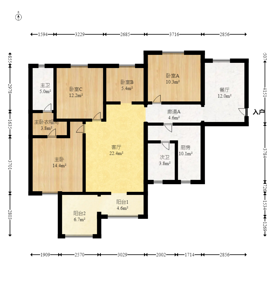 江山帝景雅典  4室2厅2卫   155.00万室内图1