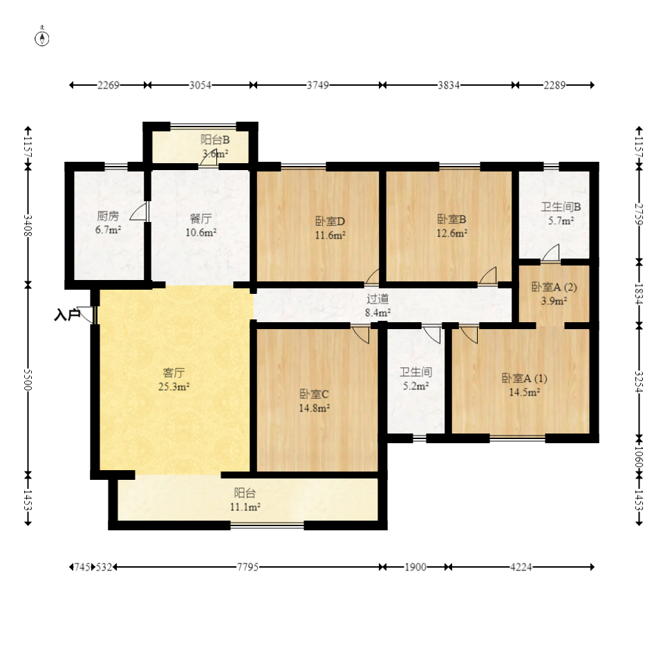 中建梅溪湖中心  4室2廳2衛(wèi)    265.0萬室內圖1