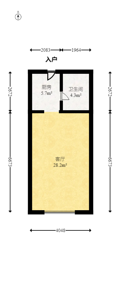 金茂梅溪湖  1室1厅1卫   31.00万室内图1