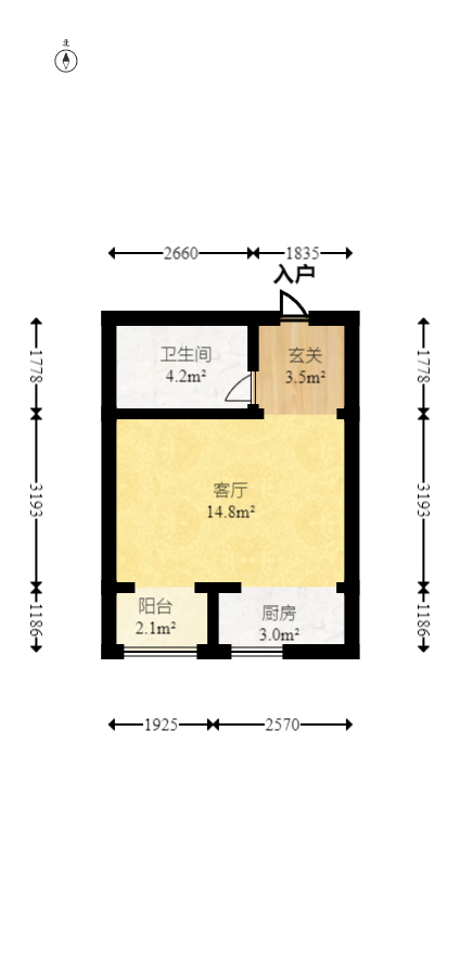 环宇天地、中海地产（中信城市广场二期）  1室1厅1卫   29.90万室内图1