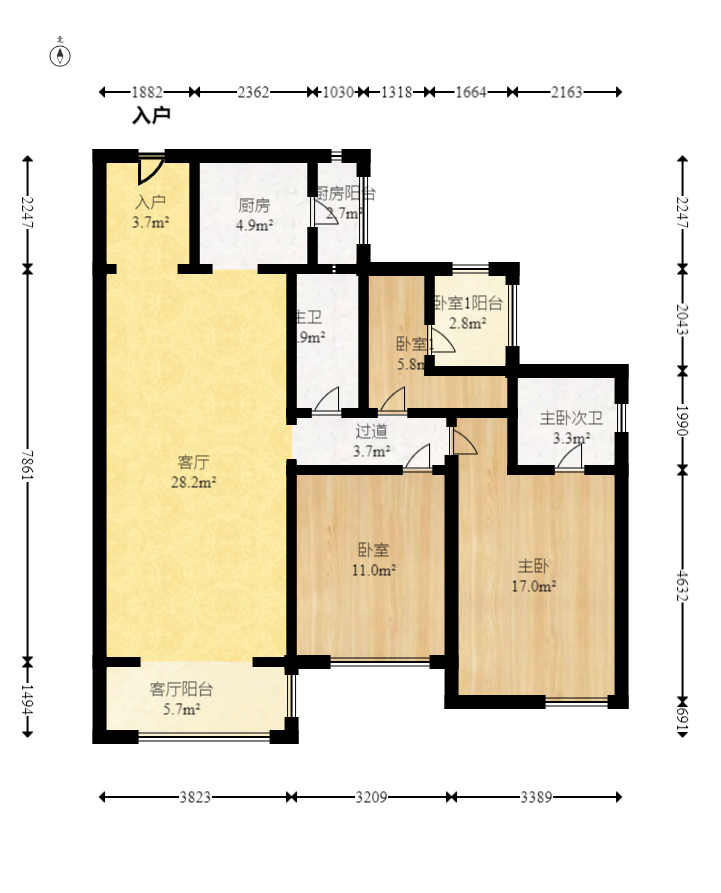 保利香槟国际  3室2厅2卫    80.0万 保利香槟国际  3室2厅2卫    80.0万户型图