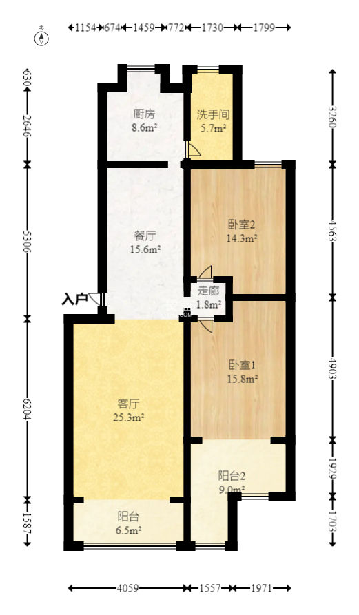 南苑花园  2室2厅1卫   55.00万
