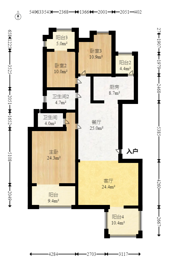 东业早安星城 3室2厅2卫 72.8万 东业早安星城 3室2厅2卫 72.8万户型图
