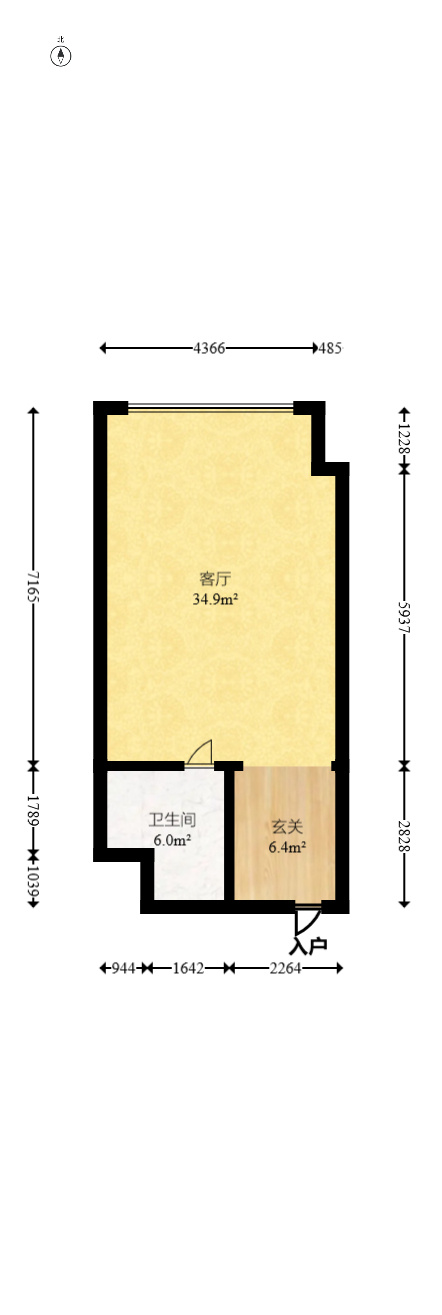 京武浪琴山三期（京武中心）  2室2厅2卫   74.80万室内图1