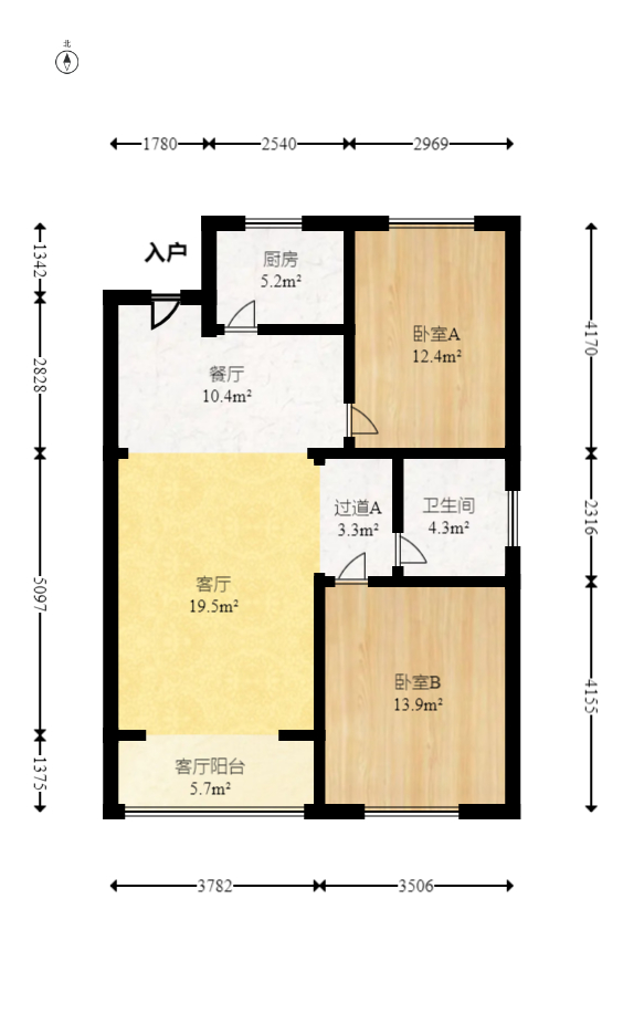 汇达国际公馆（汇达大厦）  2室1厅1卫   59.50万室内图1