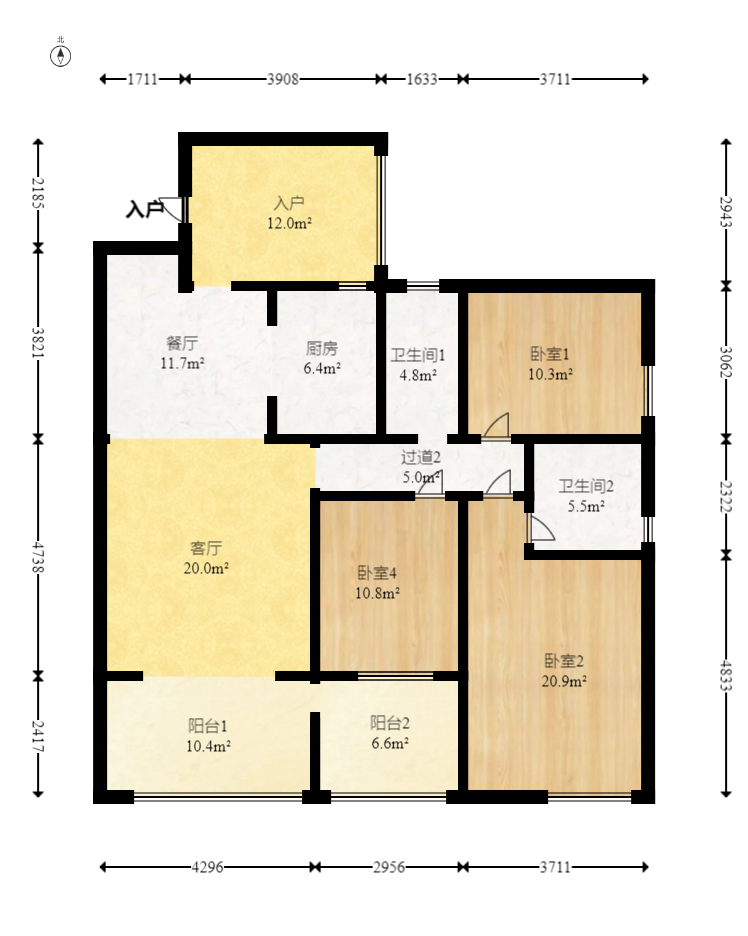 长燃润和天地(长润小区印湘江) 3室2厅2卫 129.4万 长燃润和天地(长润小区印湘江) 3室2厅2卫 129.4万户型图