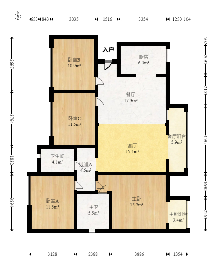 保利天禧D区  4室2厅2卫   258.00万室内图1