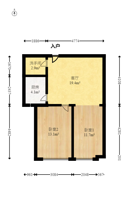 建鸿达华都（华都小户型及大华写字楼）  2室1厅1卫   85.00万室内图1