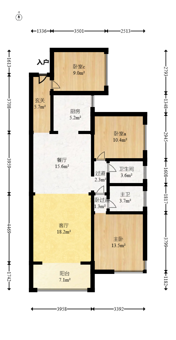 润和长郡（润和紫郡二三期）  3室2厅2卫    70.0万室内图1