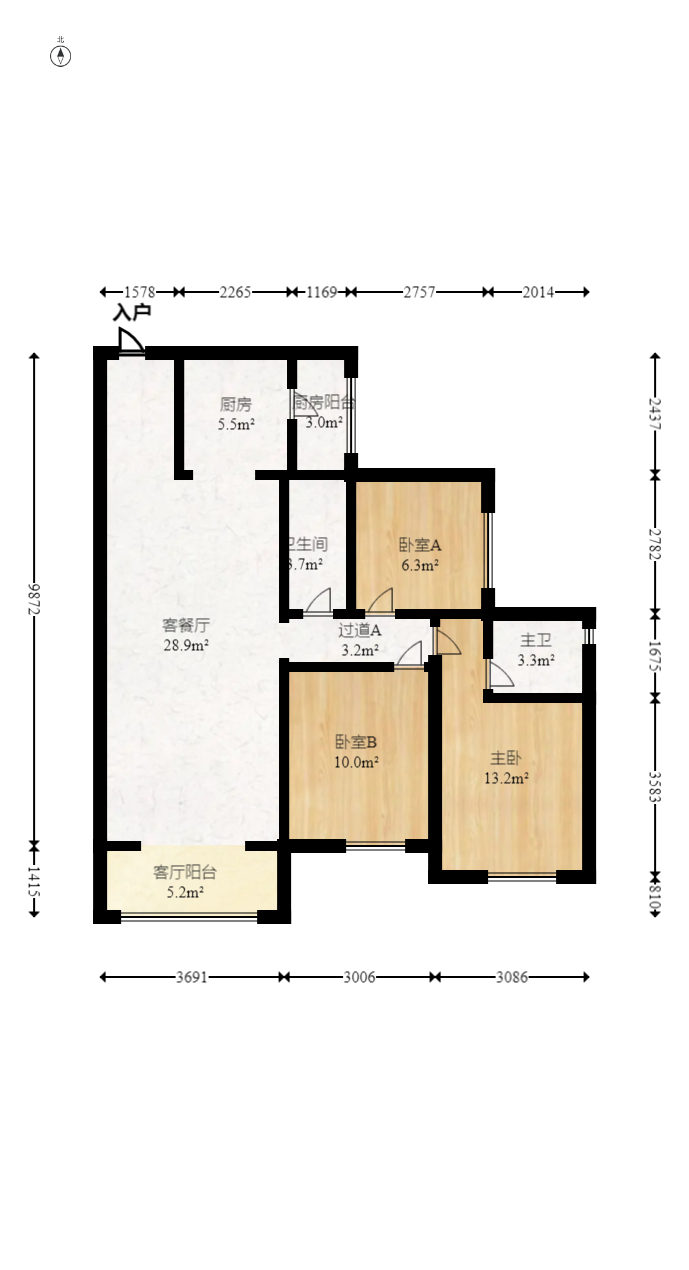 保利天禧D区  3室2厅2卫   180.00万室内图1