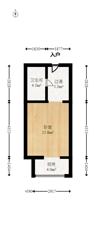 五矿紫湖香醍  1室1厅1卫   22.00万室内图1