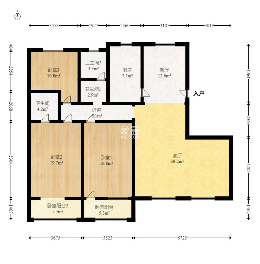 安居乐公寓  3室2厅2卫   104.80万室内图1