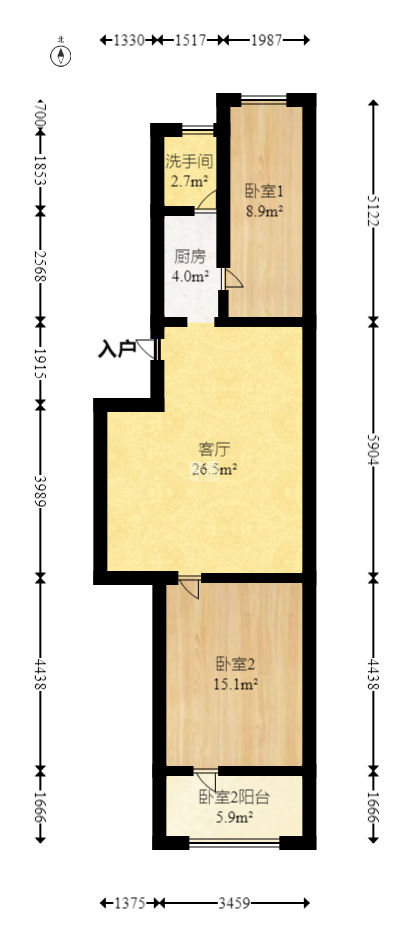 湘凯综合楼  2室1厅1卫   55.00万