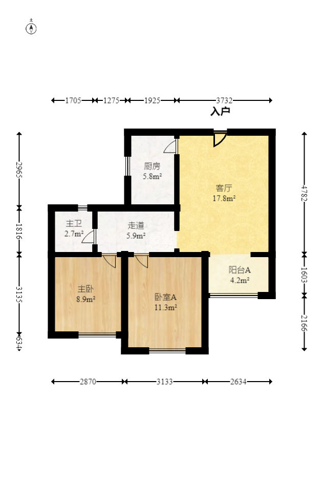 绿地之窗  2室1厅1卫   51.00万