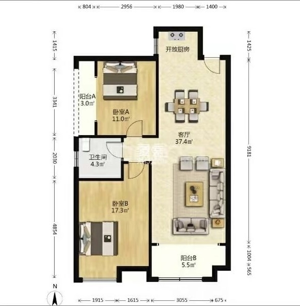 红盾雅园  2室2厅1卫   33.00万