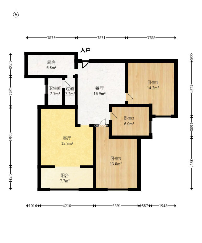 嘉宇银杉（嘉宇西苑）  3室2厅1卫    89.8万