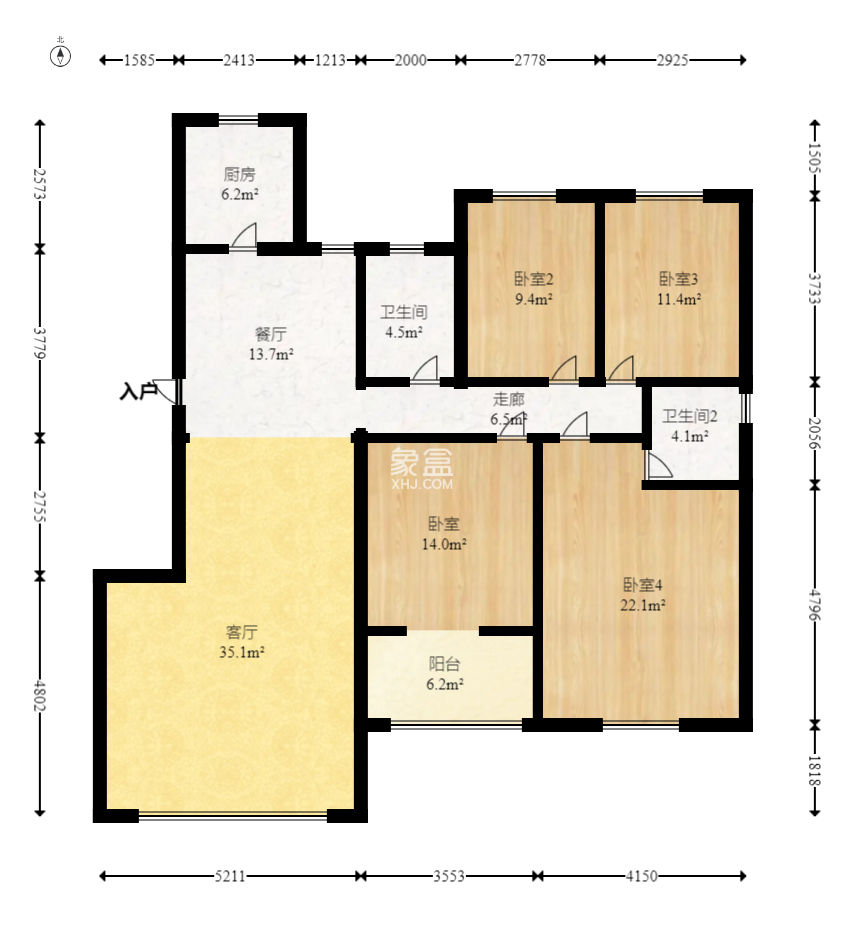 圣力华苑  4室2厅2卫    82.0万