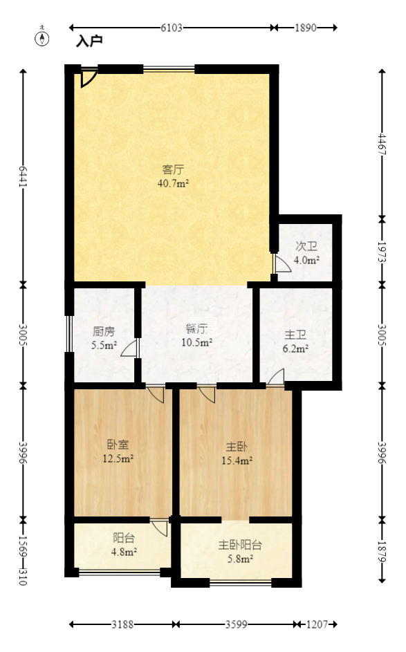 市一醫(yī)院宿舍  2室2廳1衛(wèi)   130.00萬
