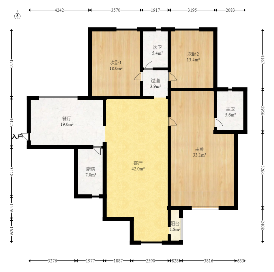 华菱蓝调国际（华菱.香墅美地）  3室2厅1卫    109.8万室内图1