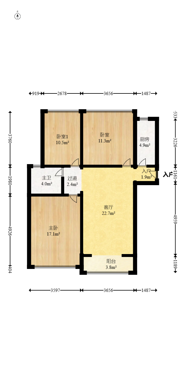 四季星城  3室2厅1卫   78.80万室内图1