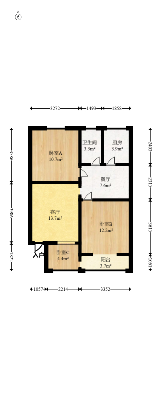 丝茅冲友阿宿舍（喻家冲37号）  2室2厅1卫   48.00万室内图1