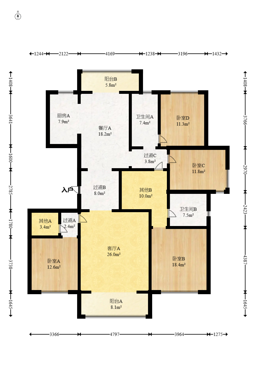 鑫苑木莲世家 4室2厅2卫 235.0万 鑫苑木莲世家 4室2厅2卫 235.0万户型图