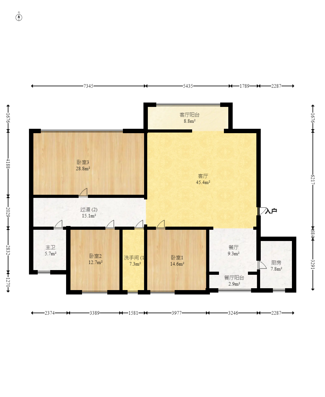 三万英尺  4室2厅2卫    220.0万室内图1