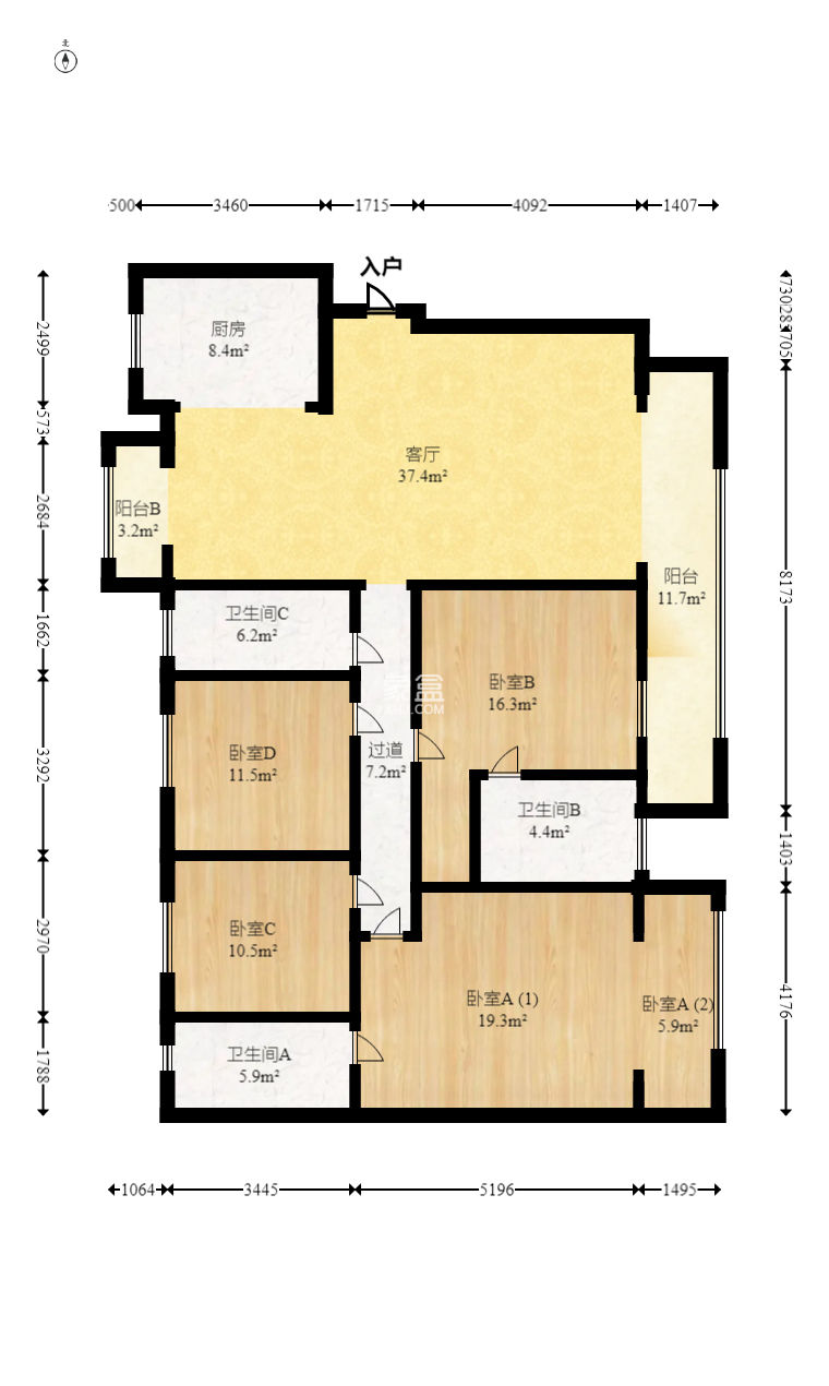 中建梅溪湖中心  4室2厅2卫   338.00万