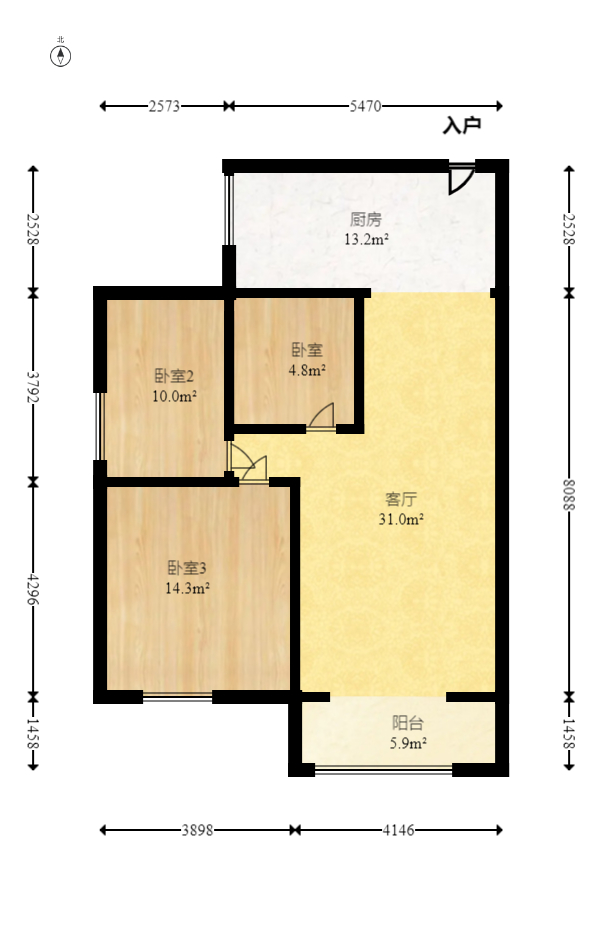 紫云阁 2室2厅1卫 56.0万 紫云阁 2室2厅1卫 56.0万户型图