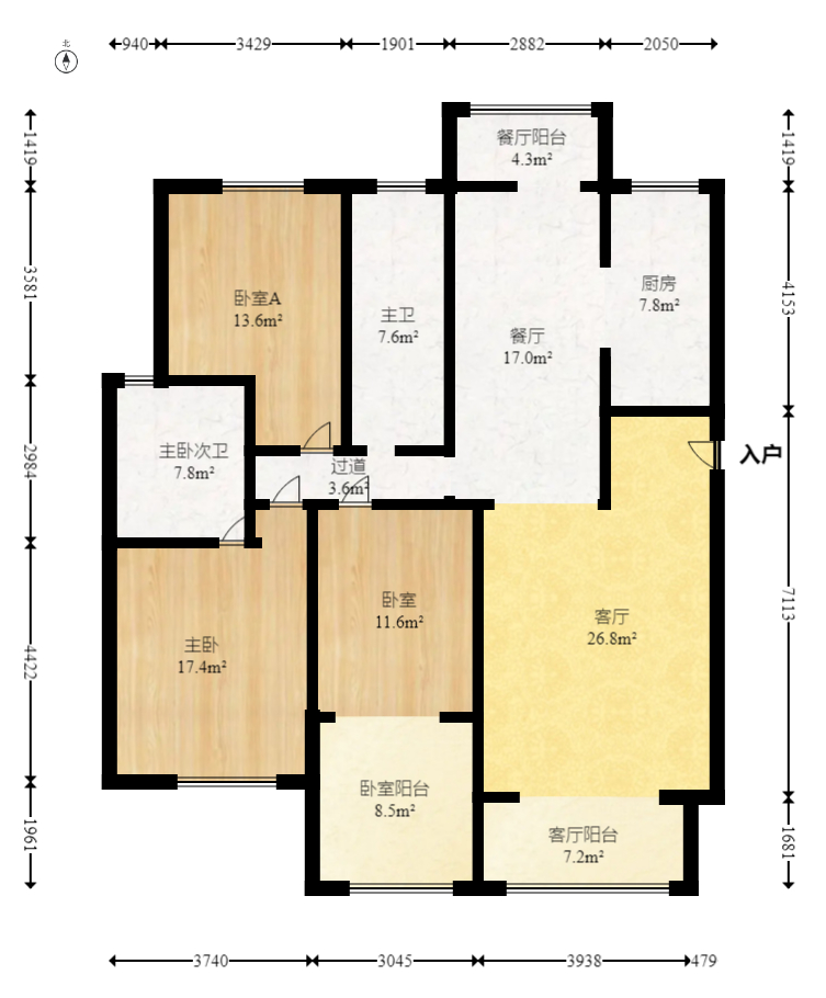 威爾士春天  3室2廳2衛(wèi)    160.0萬(wàn)室內(nèi)圖1