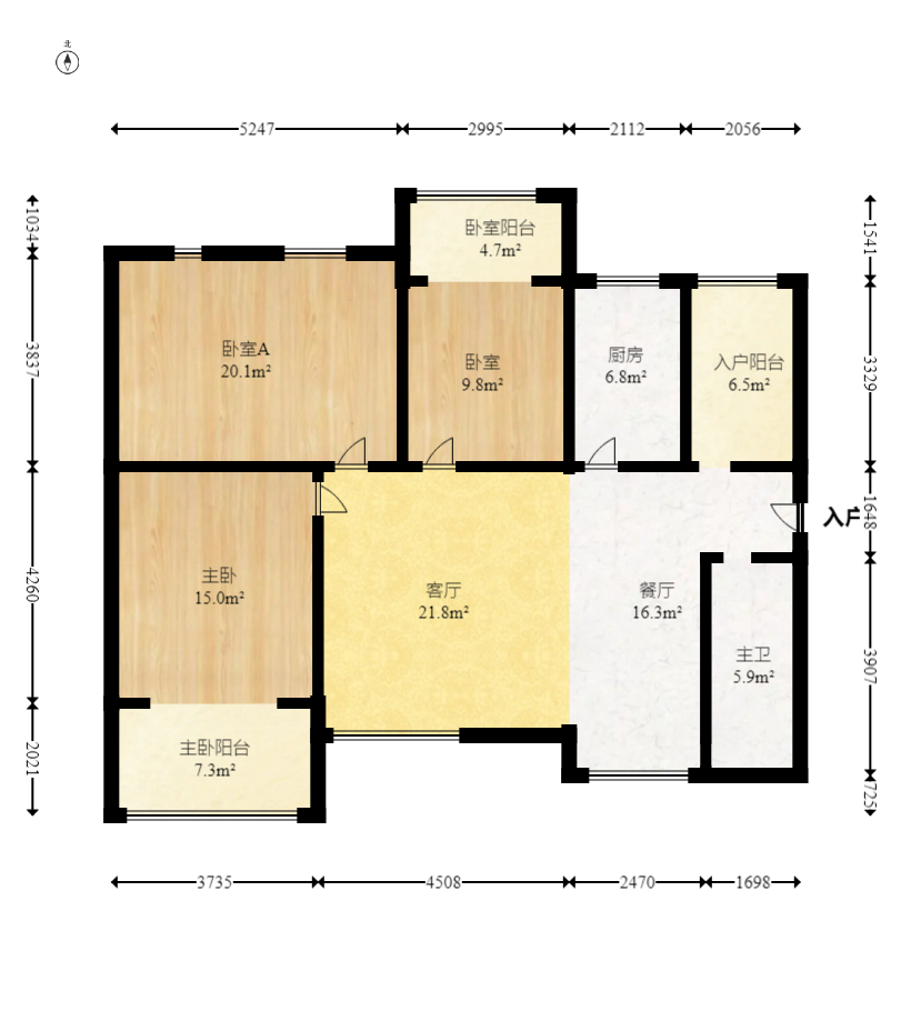 蝴蝶谷 3室2厅1卫 69.8万 蝴蝶谷 3室2厅1卫 69.8万户型图